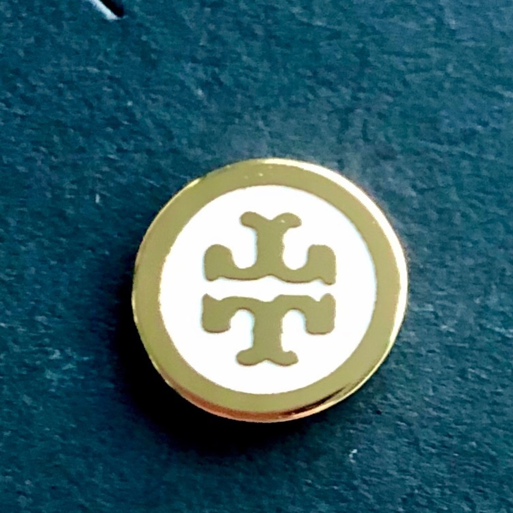 Tory Burch Mini White Lacquer Logo Stud Earrings - Picture 5 of 5